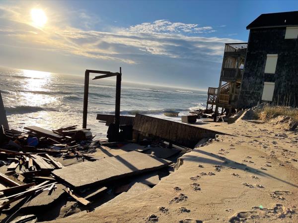 Debris from a house that collapsed at Cape Hatteras Natio<em></em>nal Seashore in February.