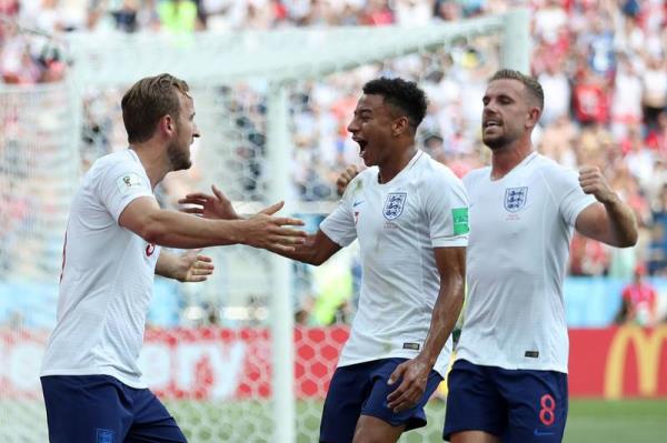 17) Kane scores England's second against Panama from the penalty spot. Getty