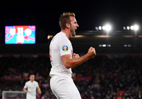 26) Kane scores England's second in their 5-3 win against  Kosovo at St Mary's Stadium, Southampton, on September 10, 2019. Getty